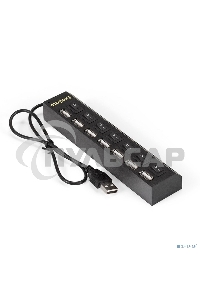 Хаб USB (концентратор) ExeGate EX293978RUS DUB-72SW (кабель-адаптер USB2.0 --> 7xUSB2.0, кнопки включения/отключения для каждого порта, Plug&Play, черный)