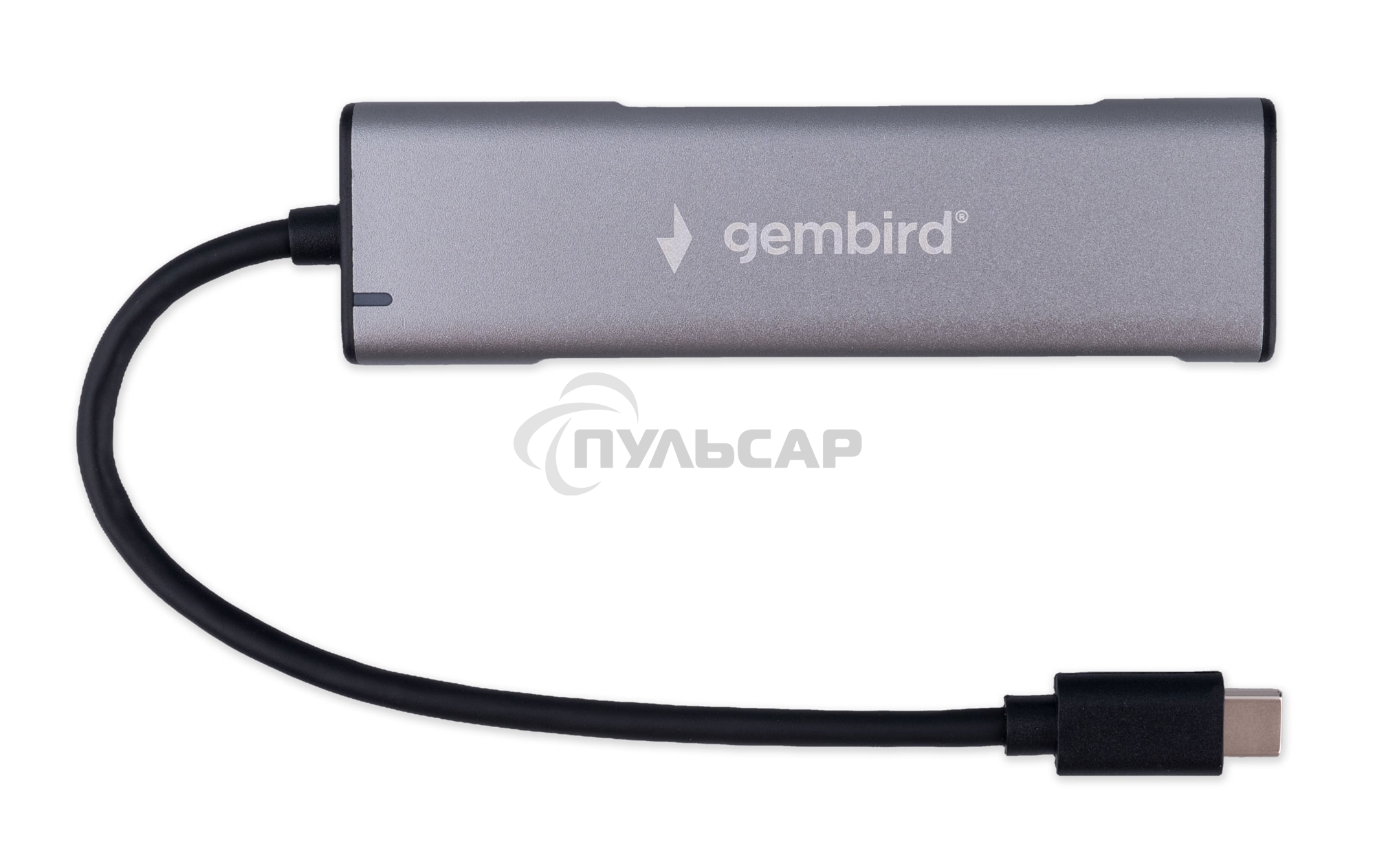 Разветвитель USB3.1 Gembird UHB-U3P7-02, 7хUSB, с доп.питанием (порт Type-C), OTG, кабель Type-C 19см, алюминий, коробка