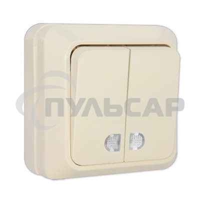 Выключатель 2-кл. ОП Олимп 10А IP20 с индик. беж. Universal Б-О0123