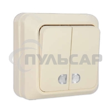 Выключатель 2-кл. ОП Олимп 10А IP20 с индик. беж. Universal Б-О0123
