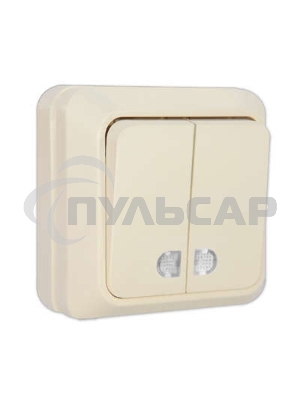 Выключатель 2-кл. ОП Олимп 10А IP20 с индик. беж. Universal Б-О0123
