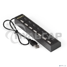 Хаб USB (концентратор) ExeGate EX293978RUS DUB-72SW (кабель-адаптер USB2.0 --> 7xUSB2.0, кнопки включения/отключения для каждого порта, Plug&Play, черный)
