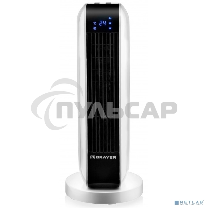 Тепловентилятор 4802BR BRAYER, 2000 Вт, 2 уров.мощ, вращ.корп 35°, LED-диспл, пульт ДУ, таймер