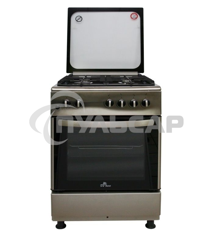 Плита газовая DE Luxe 606040.24-000 ГКР (ЧР) нержавеющая сталь, конфорок 4 шт, духовка 64 л, 60 см x 85 см x 60 см