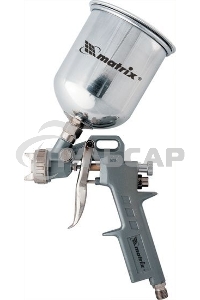 Краскопульт пневматический Matrix краскораспылитель пневмат. с верхним бачком v= 0.6л + сопла