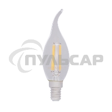 Лампа светодиодная филаментная Rexant Свеча на ветру CN37 7.5 Вт 600 Лм 4000K E14 прозрачная колба