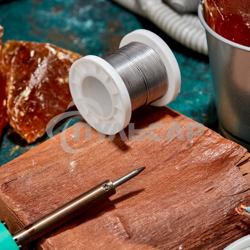 Припой с канифолью ПОС-61, 100г, Ø1мм, (олово 61%, свинец 39%), катушка Rexant