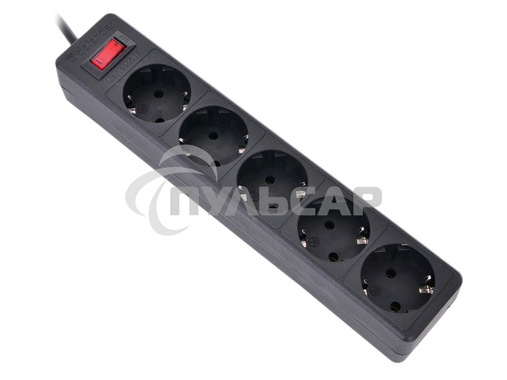 Сетевой фильтр Defender ES, 1.8м, 5 розеток, черный