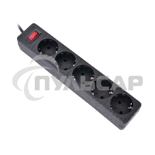 Сетевой фильтр Defender ES, 1.8м, 5 розеток, черный