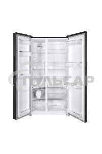 Холодильник Maunfeld MFF177NFSB черный глянц. двухкамерный 263/170л морозилка сбоку, No Frost, Side by Side