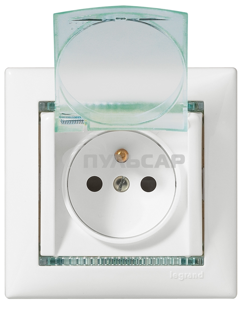 Розетка Legrand Valena 774220 влагозащищенная IP44 с заземлением с крышкой и защитными шторками (белая)