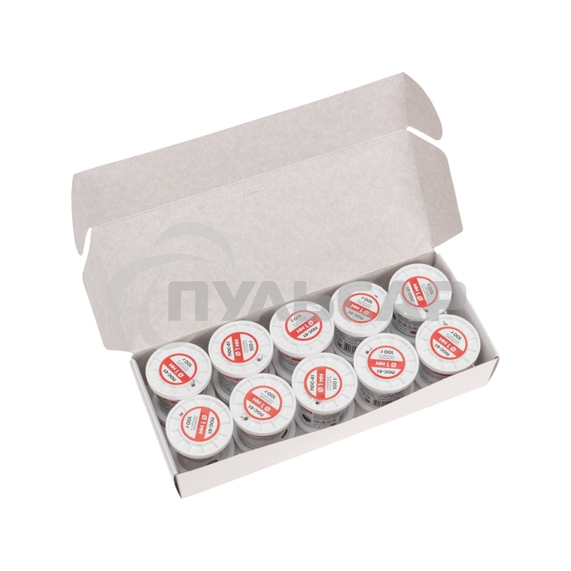 Припой с канифолью ПОС-61, 100г, Ø1мм, (олово 61%, свинец 39%), катушка Rexant