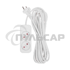 Удлинитель STANDARD 2 гнезда, 5м, 2х1,0мм², б/з, белый Rexant