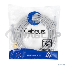Патч-корд Cabeus PC-UTP-RJ45-Cat.5e-10m U/UTP, кат.5е, 2xRJ45/8p8c, неэкранированный, серый, PVC, 10м