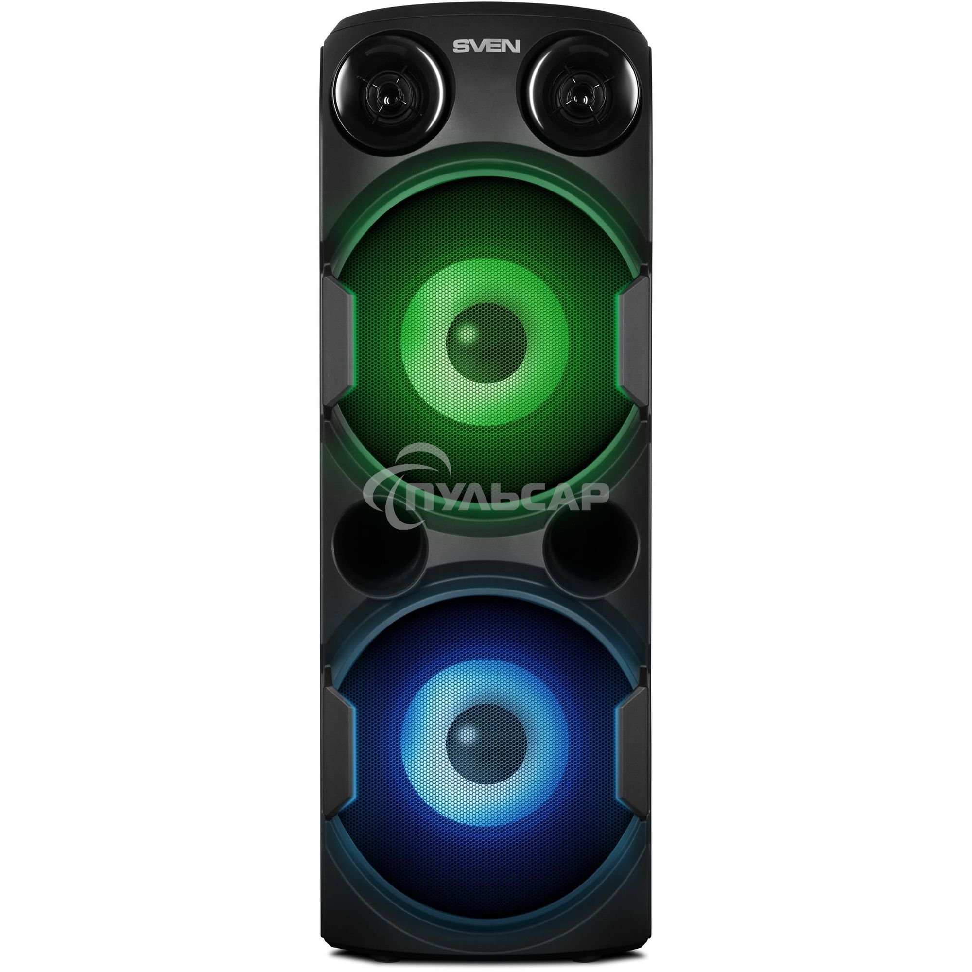 Колонка АС Sven PS-750, черный (80 Вт, TWS, Bluetooth, FM, USB, microSD, LED-дисплей, 2х4400мА*ч)