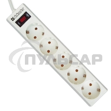 Сетевой фильтр Defender ES, 3.0м, 5 розеток белый