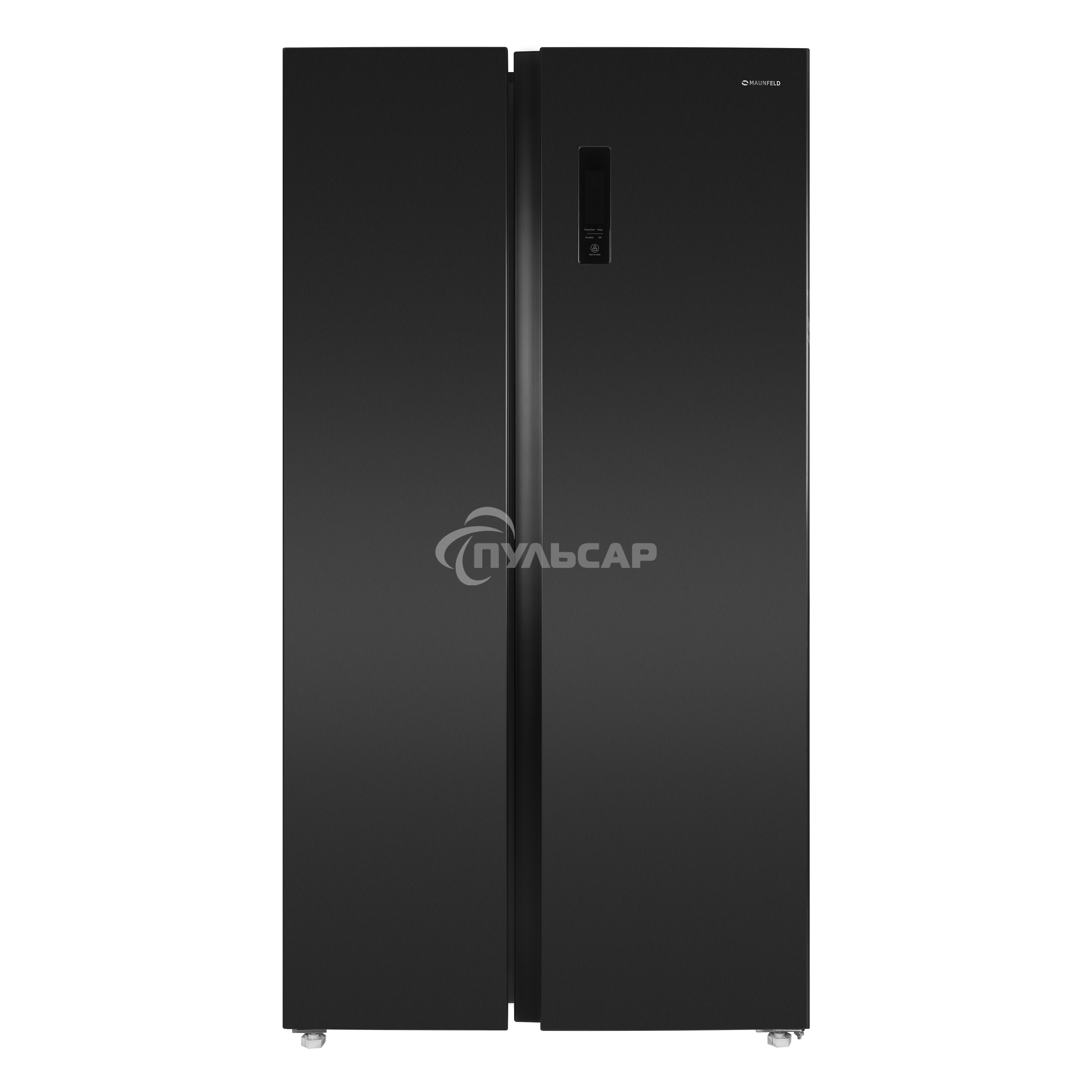 Холодильник Maunfeld MFF177NFSB черный глянц. двухкамерный 263/170л морозилка сбоку, No Frost, Side by Side