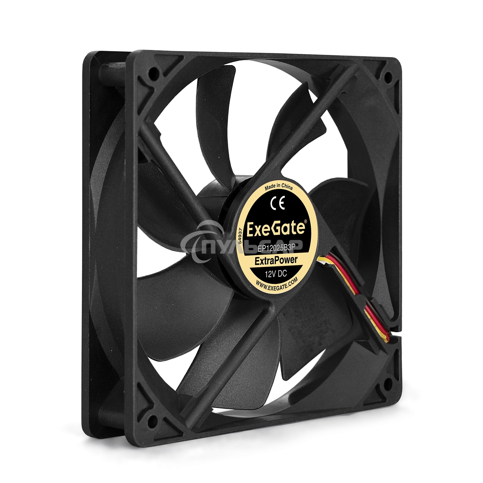 Вентилятор для корпуса ExeGate ExtraPower EP12025B3P черный, 120 мм, 1850 об/мин, 30 дБ, 3 pin