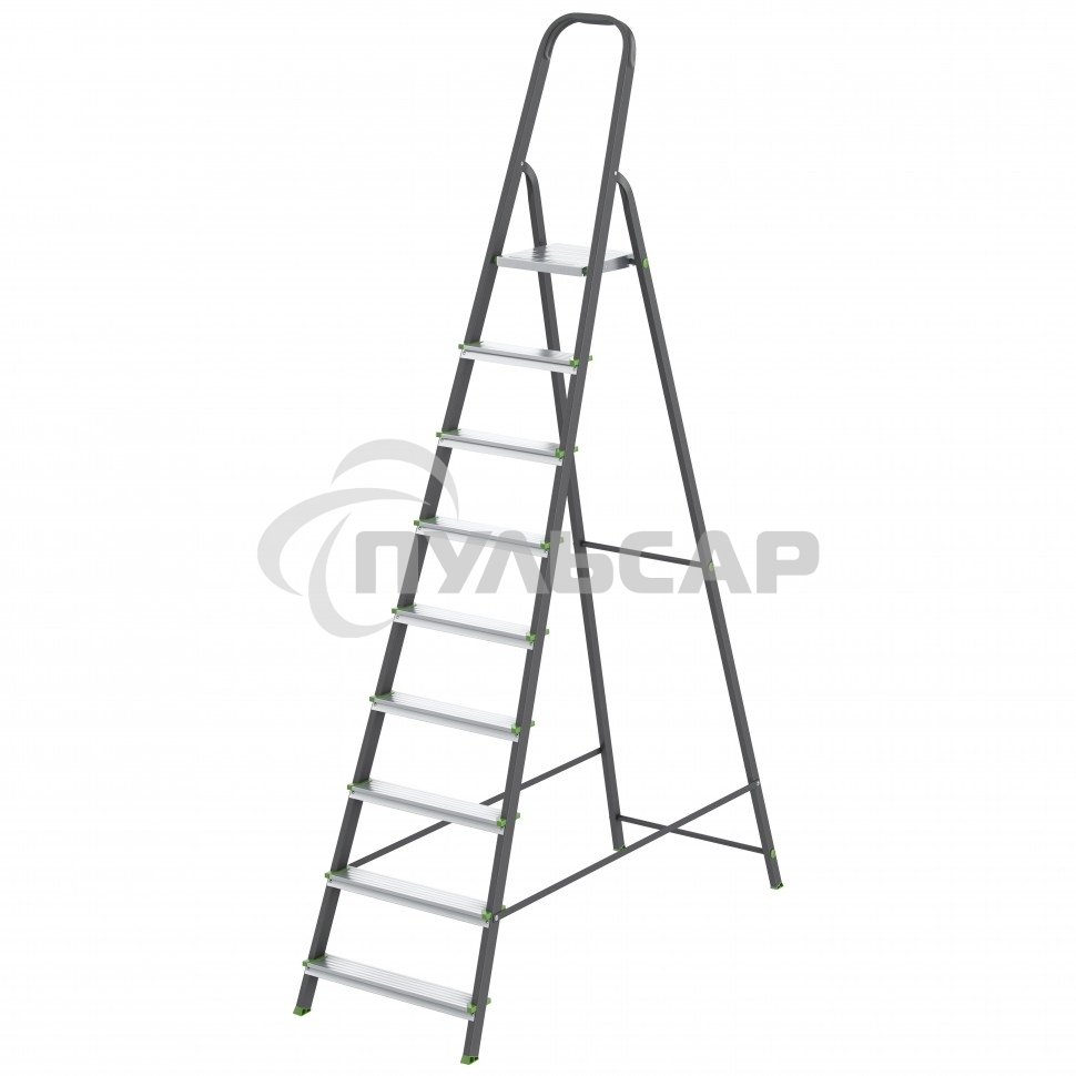 Стремянка, 9 ступеней, стальной профиль, алюминиевые ступени, Россия Сибртех 97959