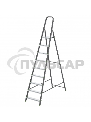 Стремянка, 9 ступеней, стальной профиль, алюминиевые ступени, Россия Сибртех 97959