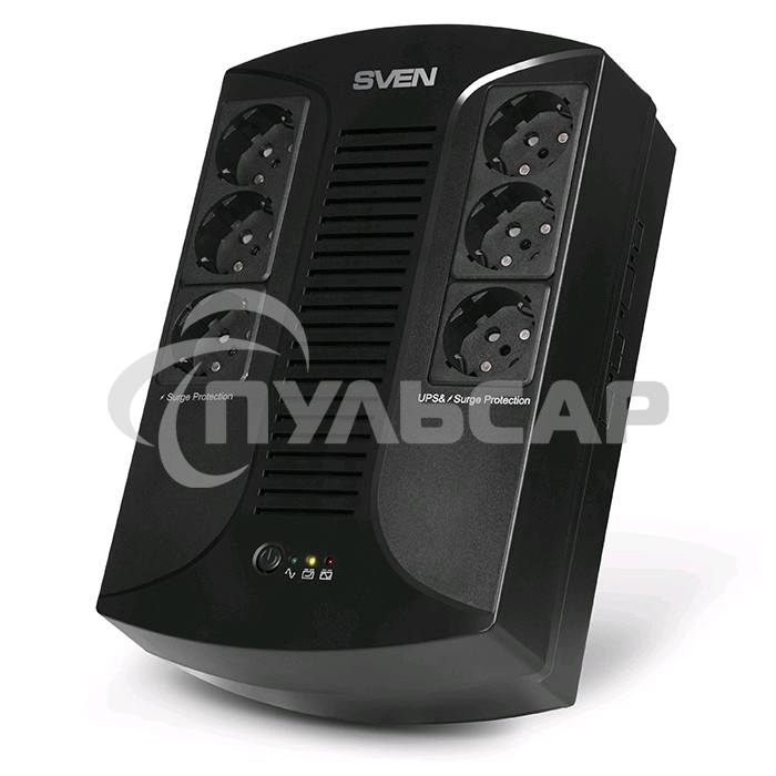 Источник бесперебойного питания SVEN UP-L1000E 1000VA/500W (6 розеток: 3х UPS/сетевой фильтр+3 x сетевой фильтр)