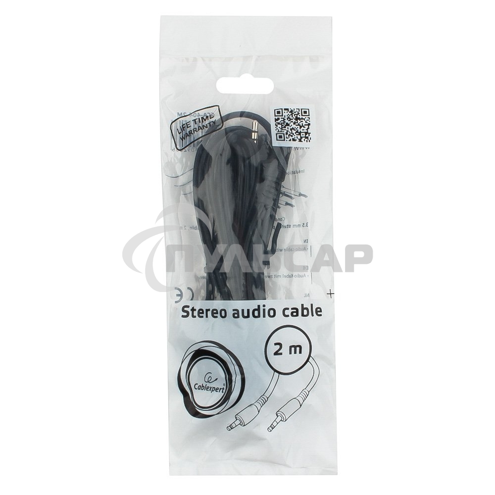 Кабель аудио Cablexpert CCA-404-2M, Jack3.5 - Jack3.5, 2м