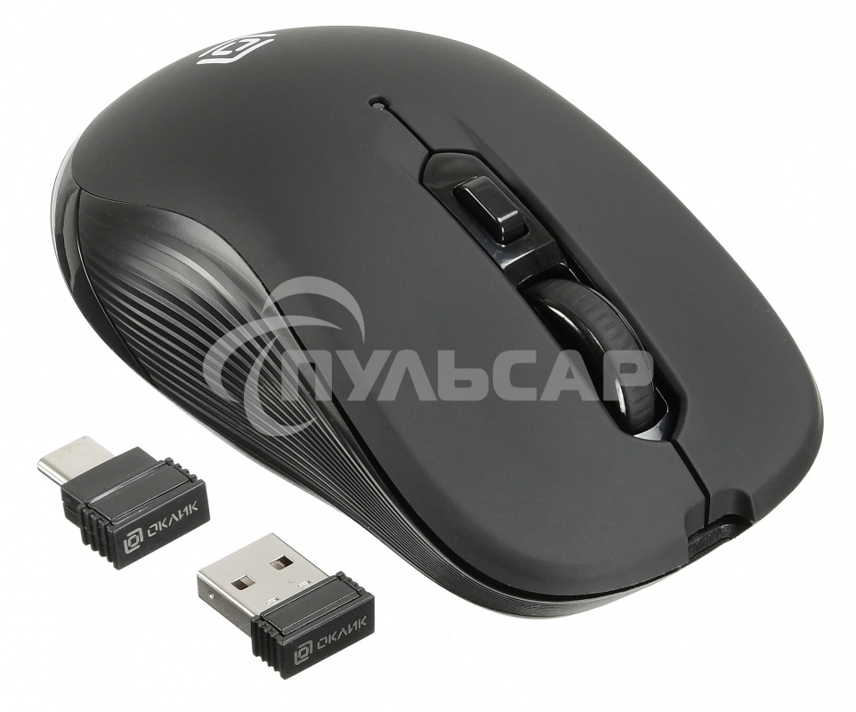 Мышь беспроводная Oklick 610MWC черный, 1600 dpi, радиоканал, USB/USB-C, кнопки - 6