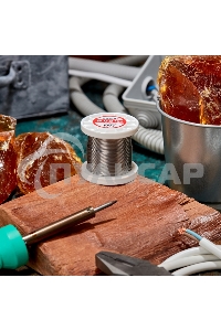 Припой с канифолью ПОС-61, 100г, Ø0,8мм, (олово 61%, свинец 39%), катушка Rexant