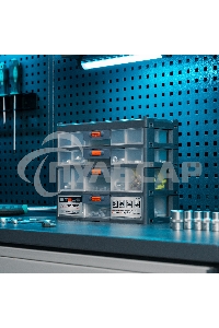 Органайзер для хранения с выдвижными лотками 310х150х260мм, 4 секции, пластик Россия Stels