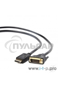Кабель DisplayPort-DVI Gembird/Cablexpert 3м, 20M/19M, черный, экран, пакет(CC-DPM-DVIM-3M)