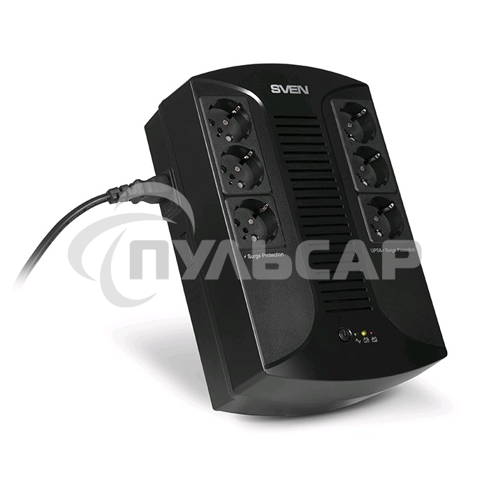 Источник бесперебойного питания SVEN UP-L1000E 1000VA/500W (6 розеток: 3х UPS/сетевой фильтр+3 x сетевой фильтр)