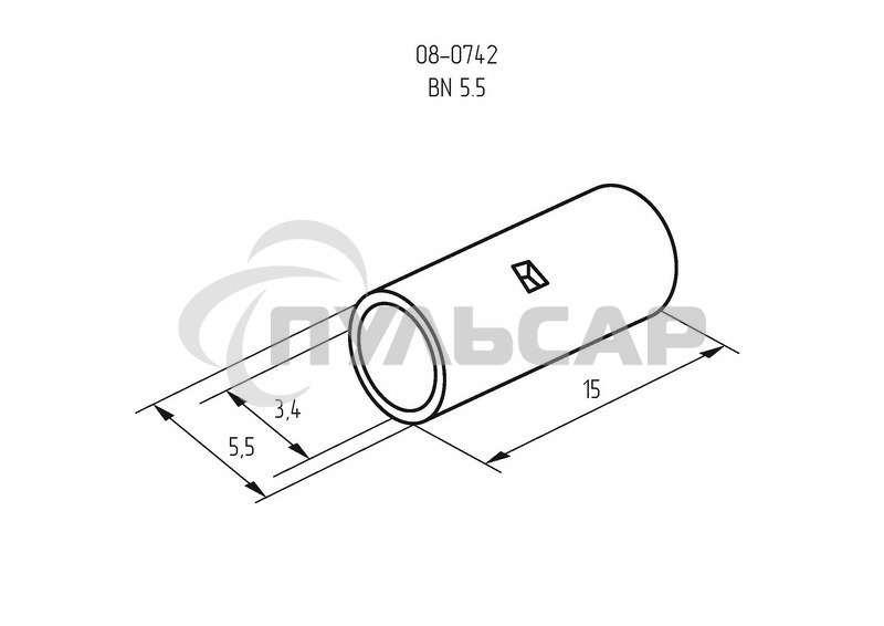 Соединительная гильза L-15 мм 4-6 мм² (ГМЛ (DIN) 6) Rexant