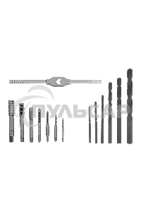 Набор сверл (2,5-10,2), метчиков(М3-М12), 15 предметов Сибртех