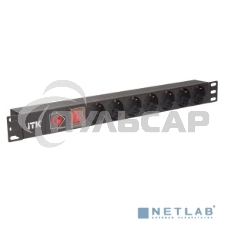 Блок PDU 7 розеток DIN49440 (нем. cтанд.), с LED выключателем,1U, без шнура, вх. IEC320 C14, алюминиевый профиль, черный PDU 7 розеток DIN49440 (нем. cтанд.), с LED выключателем,1U, без шнура, вх. IEC320 C14, алюминиевый профиль, черный