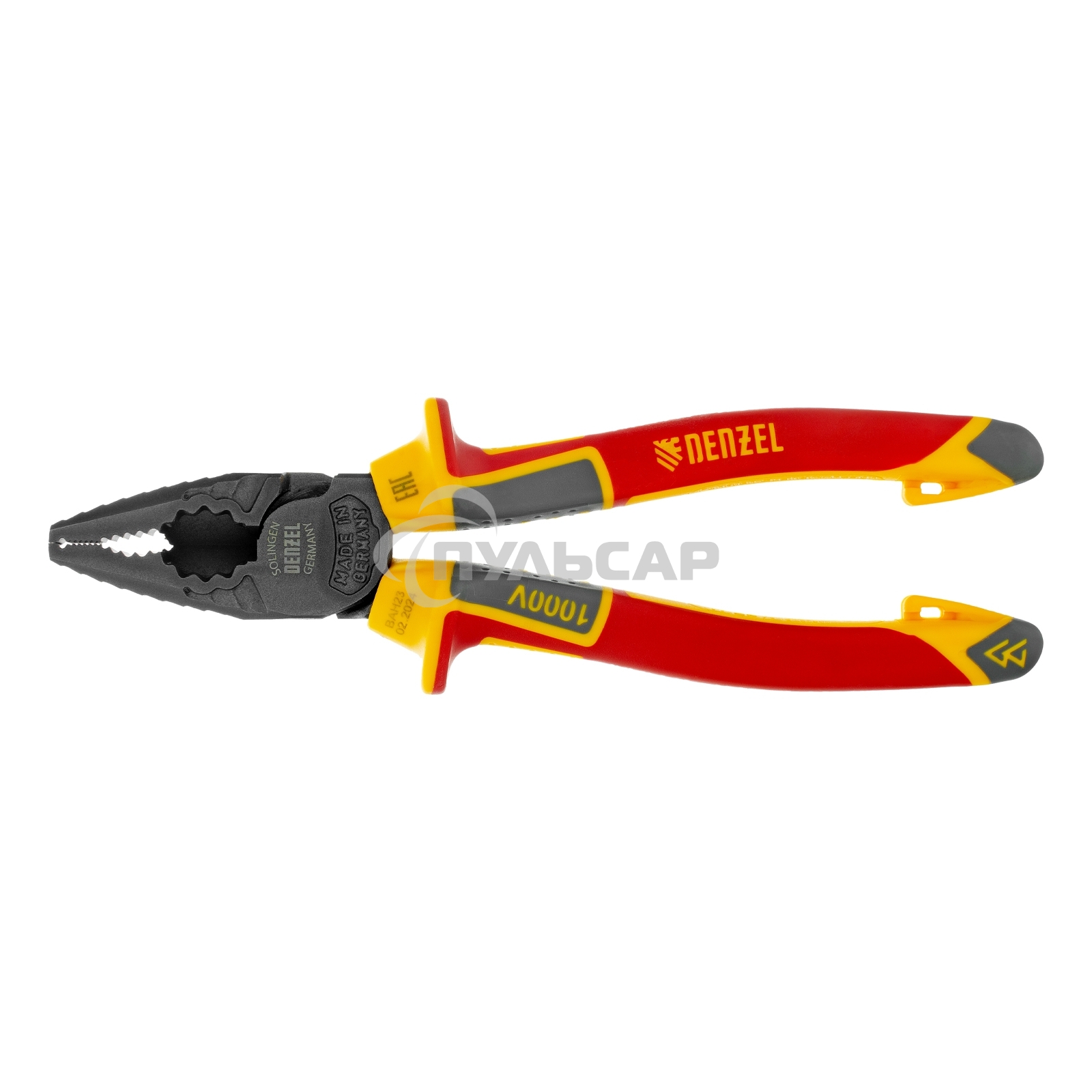 Плоскогубцы комбинированные, диэлектрические трехкомпонентные рукоятки до 1000 В, 180 мм Denzel