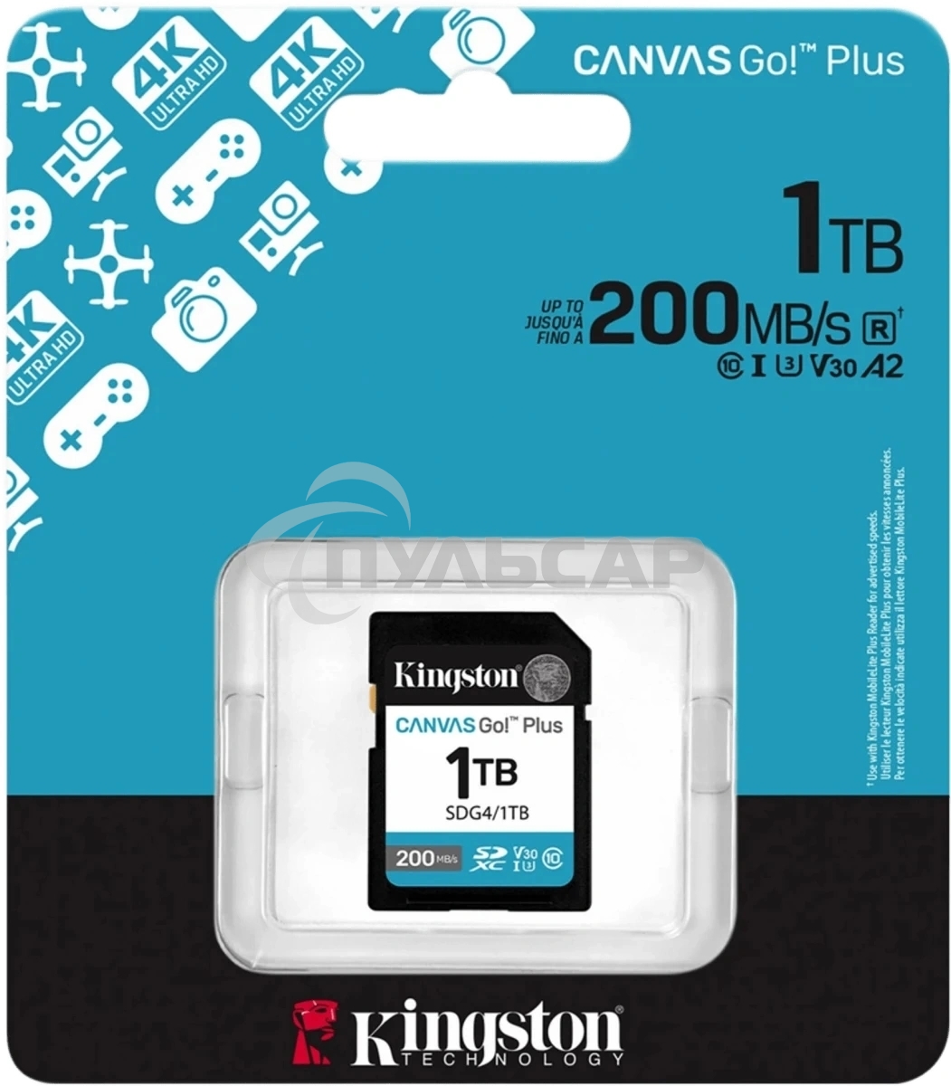 Флеш карта SDXC 1Tb Kingston SDG4/1Tb Canvas Go! Plus w/o adapter