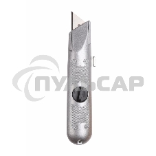 Нож с трапециевидным выдвижным лезвием Rexant 12-4908, винтовой фиксатор лезвия