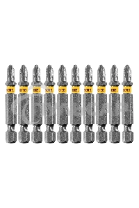 Набор бит PH2х50, сталь S2, 10 шт., шестигранный профиль, отрывная упаковка Denzel