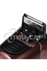 Электробритва Galaxy Line GL 4209, бронзовый, аккумуляторная, 5 Вт, Li-Ion аккумулятор емкостью 600 мА*ч, вр. непр. работы до 1,5 ч, ножи из нержавеющей стали, 3 независимые плавающие головки, возможность промывки бреющего блока, индикатор заряда и работы