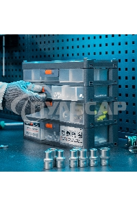 Органайзер для хранения с выдвижными лотками 310х150х260мм, 4 секции, пластик Россия Stels