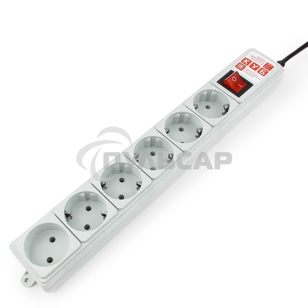 Сетевой фильтр Power Cube 5,0 м 6 розеток (серый) 10А/2,2кВт