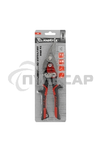 Ножницы по металлу Matrix, 250 мм, левый рез,сталь CRMO,двухкомпонентные рукоятки, PRO