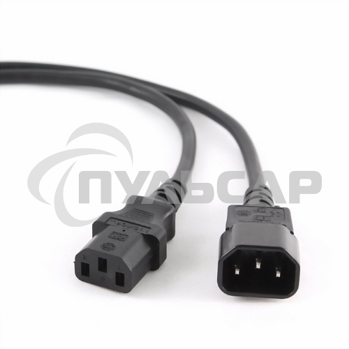 Кабель питания сист.блок-монитор Cablexpert PC-189-VDE-5M, 5м, C13-C14, VDE, 10А, Сечение провода: 0,75 мм2, черный, с заземлением