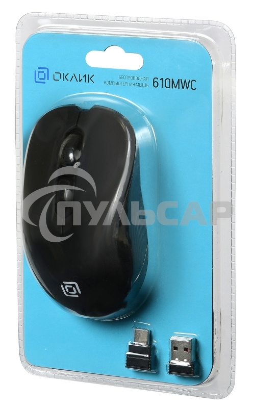 Мышь беспроводная Oklick 610MWC черный, 1600 dpi, радиоканал, USB/USB-C, кнопки - 6