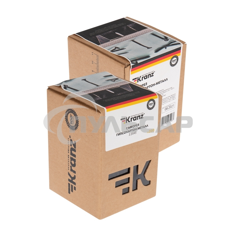 Саморез гипсокартон-металл KRANZ 3.5х45, упаковка поставщика