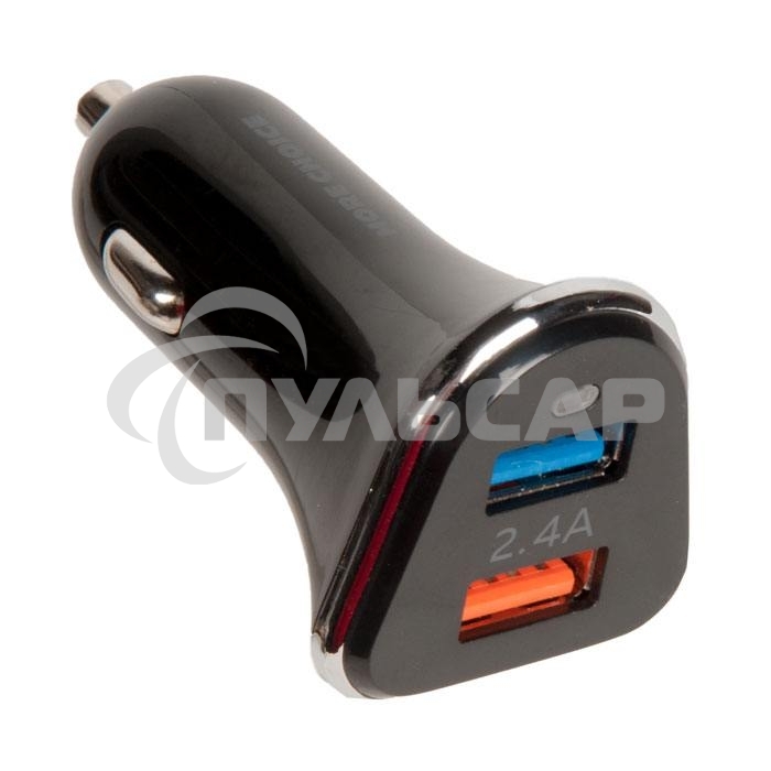 Автомобильная зарядка (от прикуривателя) More choice AC22m, два разъема USB, кабель Micro USB, 2.4A, черный