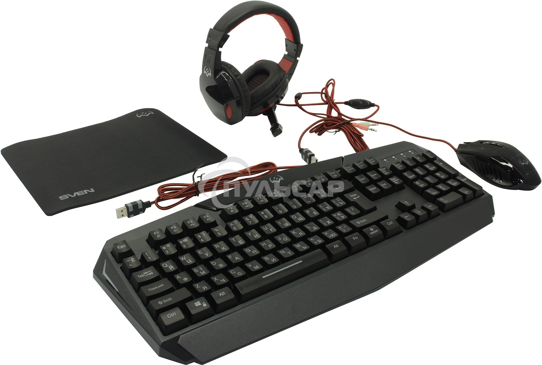 Игровой комплект SVEN GS-4300 клавиатура+мышь+гарнитура+коврик