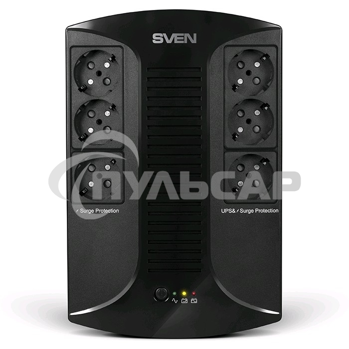 Источник бесперебойного питания SVEN UP-L1000E 1000VA/500W (6 розеток: 3х UPS/сетевой фильтр+3 x сетевой фильтр)
