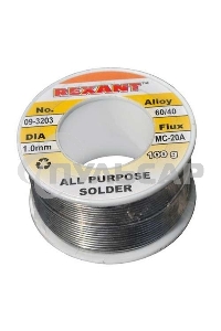 Припой Rexant с канифолью 100 г, Ø1.0 мм катушка, блистер