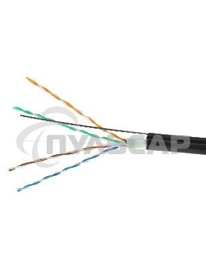 Кабель UTP Outdoor Power Cube PC-UPC-5051E-SO-OUTR кат.5e Fluke МЕДЬ однож. 4х2х0.51 мм, 305 м на катушк, внешний с тросом, черный (FLUKE TEST)